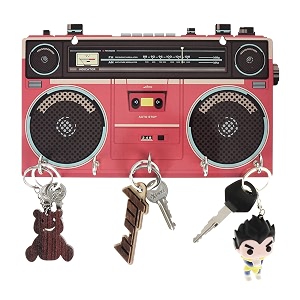 amazon brand - solimo designer wall mount wooden key holder for home  radio design  5 hooks