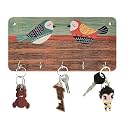 Amazon Brand - Solimo Designer Wall Mount Wooden Key Holder for Home| Birds | 5 Hooks