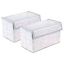 Amazon Brand - Solimo Drawer Storage Box |Clothes Drawer Organizer With Handle|Transparent Lid With Velcro|Wardrobe Organizer For Books|Jute-Print Storage Box, Grey, Pack Of 2, Non-Woven, Clothing