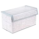 Amazon Brand - Solimo Drawer Storage Box | Clothes Drawer Organizer with Handle | Transparent Lid with Velcro | Wardrobe Organizer for Books | Jute-Print Storage Box (Grey)