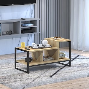 amazon brand - solimo mia engineered wood center tablecoffee table for living room with steel legs