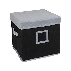 amazon brand - solimo fabric storage box with lid small black and grey