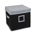 Amazon Brand - Solimo Fabric Storage Box with Lid, Small, Black and Grey