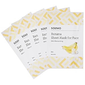 amazon brand - solimo face sheet mask banana pack of 5
