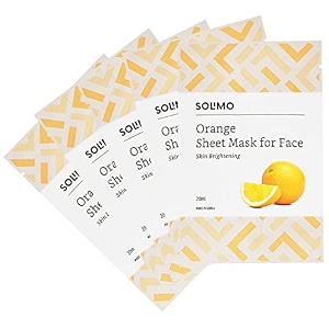 amazon brand - solimo face sheet mask orange pack of 5