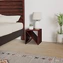 Amazon Brand - Solimo Ferson Bedside Table with Triangular Shelf (Solid Sheesham Wood, Honey Finish)