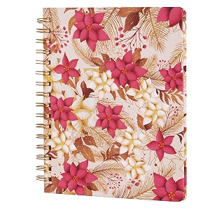 amazon brand - solimo floral blush wirebound notebook  80 gsm  160 pages 165 x 215 mm