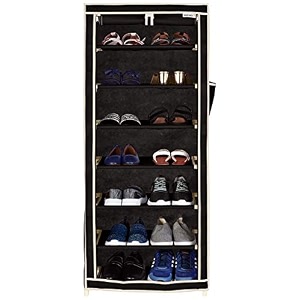 amazon brand - solimo foldable shoe rack 7 racks black