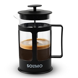 amazon brand - solimo french press coffee and tea maker  600ml  borosilicate glass  4-level filtration  spill-proof spout