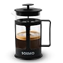 Amazon Brand - Solimo French Press Coffee and Tea Maker | 600ml | Borosilicate Glass | 4-Level Filtration | Spill-Proof Spout