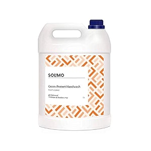 amazon brand - solimo handwash liquid refill can  5 litre  antibacterial germ-protect  advanced disinfection formula ph balanced