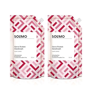 amazon brand - solimo liquid handwash refill can  honey amp almond  5 litre  fights germs  ph-balanced formula  no added triclosan amp parabens