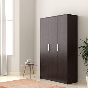 amazon brand - solimo grants engineered wood 3 door wardrobe wenge finish