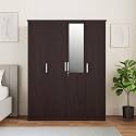 Amazon Brand - Solimo Grants Engineered Wood 4 Door Wardrobe with 1 Drawer and Mirror (Wenge Finish)