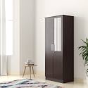 Amazon Brand - Solimo Grants Engineered Wood 2 Door Wardrobe with 1 Drawer and Mirror (Wenge Finish)