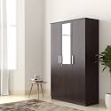 Amazon Brand - Solimo Grants Engineered Wood 3 Door Wardrobe with 1 Drawer and Mirror (Wenge Finish)