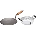 Amazon Brand - Solimo Iron Concave Tawa 25 cm White Aluminium Kadhai (22cm, Induction and Gas Compatible)
