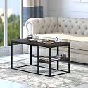 Amazon Brand - Solimo Isla Engineered Wood Center Table/Coffee Table for Living Room with Steel Legs (Wenge &amp; Black, DIY Installation)