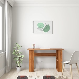 amazon brand - solimo gradac study table with shelves engineered wood indian oak teak