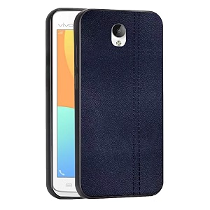 amazon brand - solimo leather mobile cover soft amp flexible back case for vivo y21 - blue