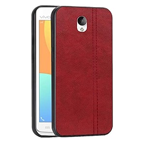 amazon brand - solimo leather mobile cover soft amp flexible back case for vivo y21 - red