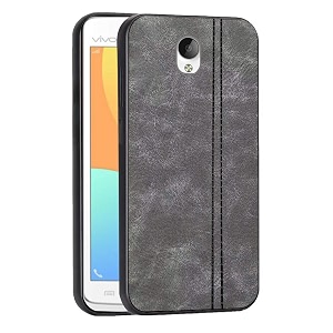 amazon brand - solimo leather mobile cover soft amp flexible back case for vivo y21 - grey