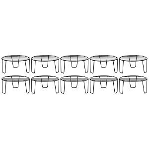 amazon brand - solimo metal flower pot stand black set of 10 round gamla stand for home  plant stand for balcony  premium flower pot stand  plant stand for living room