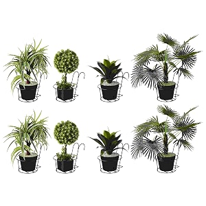 amazon brand - solimo metal hanging flower pot holder black set of 8  railing potted metal plant stand for home balcony dcor