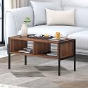 Amazon Brand - Solimo Lvy Engineered Wood Center Table/Coffee Table for Living Room with Steel Legs (Walnut&amp;Black, DIY Installation)