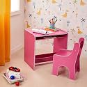 Amazon Brand - Solimo Moppet Engineered Wood Prime Study Table with Chair for Kids (Matte Finish, Pink), 61 Cm, 46 Cm
