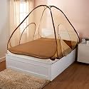 Amazon Brand - Solimo Mosquito Net for Double Bed | Premium King Size Foldable Machardani | Polyester 40 GSM Heavy Net with Base Cloth | Plastic Coated Corrosion Resistant Wire - Golden