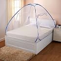 Amazon Brand - Solimo Mosquito Net for Double Bed with Mobile/Specs Pockets | Queen Size (180 x 158 x 150 cm) | Foldable Machardani | Polyester Net 40 GSM | PVC Coated Rust Resistant Steel Wire (Red)