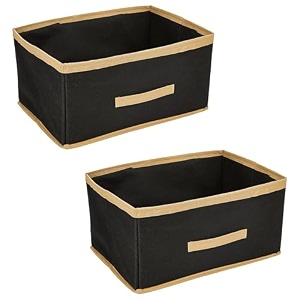 solimo multipurpose foldable storage box  drawer storage and cloth organizer  pack of 2 black non-woven