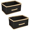 Solimo Multipurpose Foldable Storage Box | Drawer Storage and Cloth Organizer | Pack of 2 (Black, Non-woven)