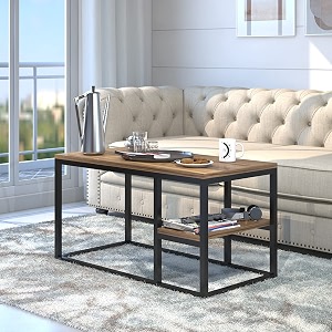 amazon brand - solimo isla engineered wood center tablecoffee table for living room with steel legs