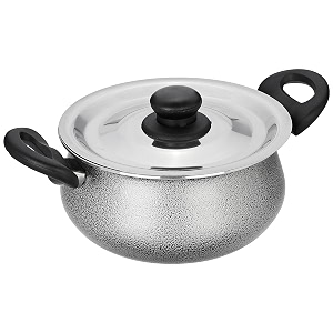 amazon brand - solimo non-stick handi with stainless steel lid 25 litre induction bottom