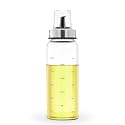Amazon Brand - Solimo Oil Pourer with Leak-proof and Spill-proof Plastic Closure, and Measurements; Microwave-safe, Freezer-safe, and Dishwasher-safe, Borosilicate Glass, 300 ml