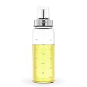 Amazon Brand - Solimo Oil Pourer with Leak-proof and Spill-proof Plastic Closure, and Measurements; Microwave-safe, Freezer-safe, and Dishwasher-safe, Borosilicate Glass, 300 ml