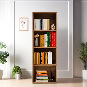 amazon brand - solimo opera 4ft open book shelf  leon teak finish 1194029 cm termite amp moisture resistant engineered wood easy to clean eco-friendly storage organizer
