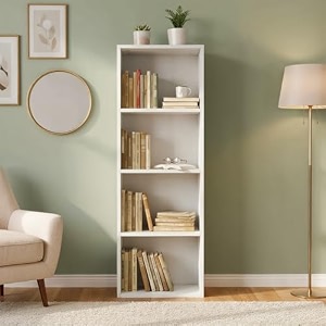 amazon brand - solimo opera 4ft open book shelf 4 shelves termite amp moisture resistant engineered wood easy to clean eco-friendly storage organizer  forsty white 1194029 cm