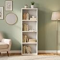 Amazon Brand - Solimo Opera 4ft Open Book Shelf, 4 Shelves, Termite &amp; Moisture Resistant, Engineered Wood, Easy to Clean, Eco-Friendly Storage Organizer – Forsty White (119×40×29 cm)