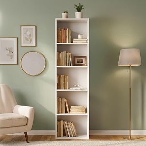 amazon brand - solimo opera 5ft open book shelf 5 shelves termite amp moisture resistant engineered wood easy to clean eco-friendly storage organizer  forsty white 1494029 cm