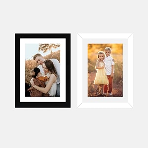 amazon brand - solimo set of 2 black amp white photo frames with mount paper 6 x 8 inch - 2