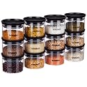 Amazon Brand - Solimo Plastic Storage Jar and Container Set I Air Tight &amp; BPA Free Containers for Kitchen Storage Set I Grocery Kitchen Container Set I Multipurpose Jar, 500 Ml Each, Set 12, Black