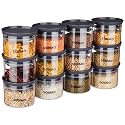 Amazon Solimo Plastic Storage Jar and Container Set I Air Tight &amp; BPA Free Containers for Kitchen Storage Set I Grocery Kitchen Container Set I Multipurpose Jar, 500 Ml Each, Set 12, Grey