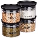 Amazon Brand - Solimo Plastic Storage Jar and Container Set I Air Tight &amp; BPA Free Containers for Kitchen Storage Set I Grocery Kitchen Container Set I Multipurpose Jar, 500 Ml Each, Set 4, Black