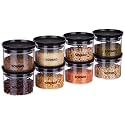 Amazon Brand-Solimo Plastic Storage Jar and Container SetIAir Tight&amp;BPA Free Containers for Kitchen Storage SetIGrocery Kitchen Container Set I Multipurpose Jar, ‎Flip Top, 500 Ml Each, Set 8, Black