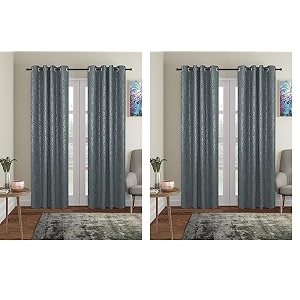 amazon brand - solimo polyester blackout emboss door curtains pack of 4 7 feet grey  floral