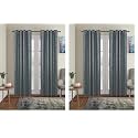 Amazon Brand - Solimo Polyester Blackout Emboss Door Curtains (Pack of 4, 7 Feet, Grey) | Floral