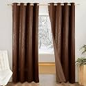 Amazon Brand - Solimo Polyester 100% Blackout Printed Emboss Door Floral Curtains|Blackout Door Curtains|7 Feet|Set of 2|Emboss Floral Design |for Living Room Kids Room and Bedroom |Brown Dark